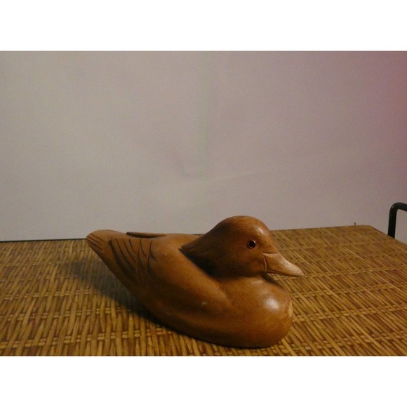 Vintage Wooden Duck Decoy With Glass Eyes - Picture 2 of 7